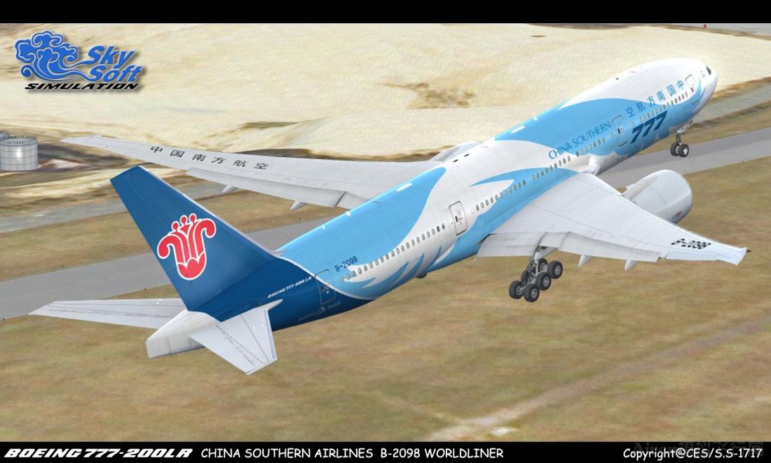 [skysoft simulation制作] 中国南方航空 b-2098 pmdg777 worldliner
