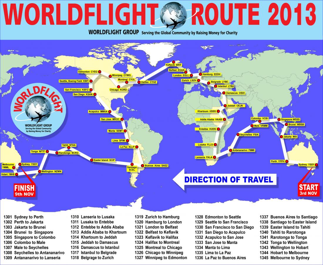 worldflight 2013 飞行线路视频宣传片